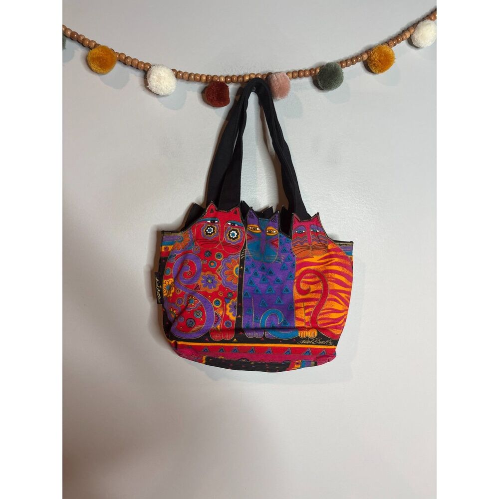 Laurel Burch colorful artistic cat tote bag